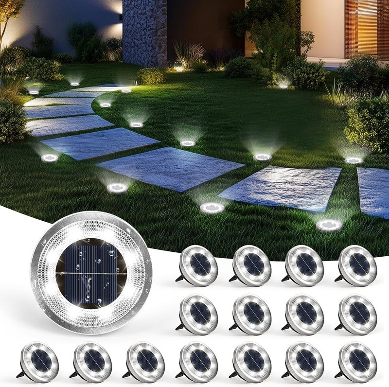 SOLPEX 16 Pack Solar Ground Lights Outdoor Waterproof, Solar Powered Pathway Lights, Landscape Lighting for Garden Walkway Driveway Backyard Decor (Cool White) - Image 1